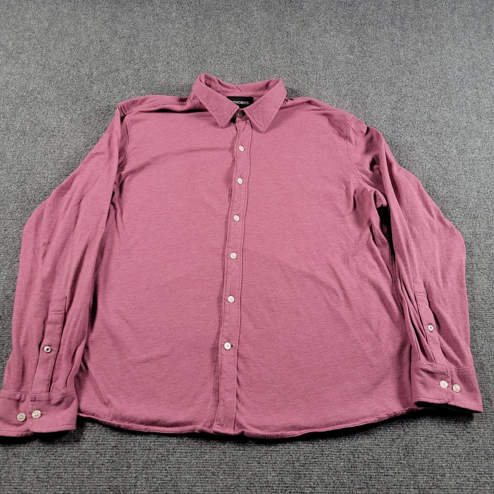 Bonobos‎ Shirt Mens XL Standard Fit Knit Button Down Plum Rose Long Sleeve